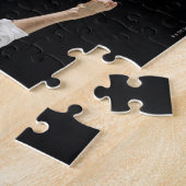 Junge Mann darstellend Karate Tritt schwarz Puzzle (Seite)