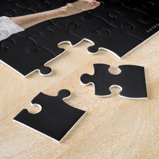 Junge Mann darstellend Karate Tritt schwarz Puzzle (Seite)