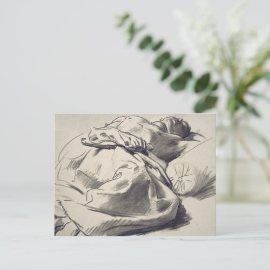 Junge Mann in Bed Postkarte (Stehend Vorderseite)