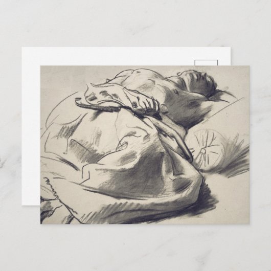 Junge Mann in Bed Postkarte (Vorne/Hinten)