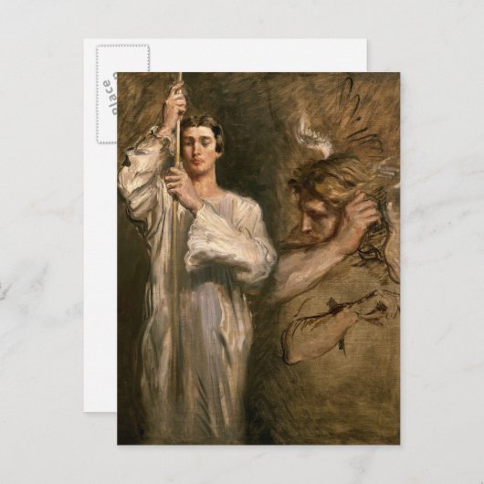 Junge Mann mit Kreuz Postkarte (Vorne/Hinten)