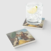 Junge Mann mit Sonnenschirm für eine spanische Lad Steinuntersetzer (Seitenansicht)