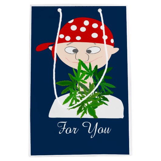 Junge Mann mit Weed Bouquet Personalisiert Mittlere Geschenktüte (Vorderseite)