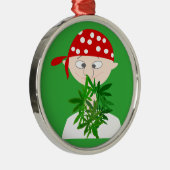Junge Mann mit Weed Bouquet Personalisiert Silbernes Ornament (Rechts)