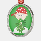 Junge Mann mit Weed Bouquet Personalisiert Silbernes Ornament (Links)