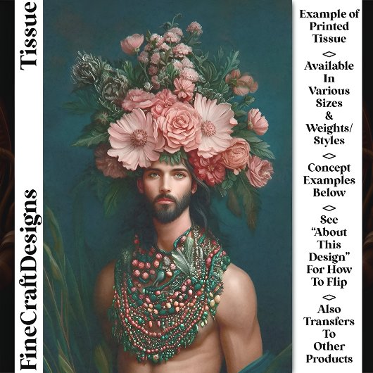 Junge Männer, Blume, Berries, Folien, CQ9-Decoupag Seidenpapier