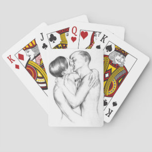 Junge Männer küssen (Vintage Gay Art) Spielkarten