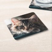 Junge männliche Tabby-Katze 2 Rechteckiger Pappuntersetzer (angewinkelt)
