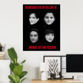 Junge Märtyrer in der Linie Frauen, Leben, Freihei Poster (Heimbüro)