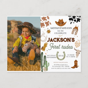 Junge Meine erste Rodeo-Foto Cowboy 1. Geburtstag Postkarte