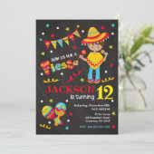 Junge mexikanische Fiesta Geburtstags Einladung Ch (Stehend Vorderseite)