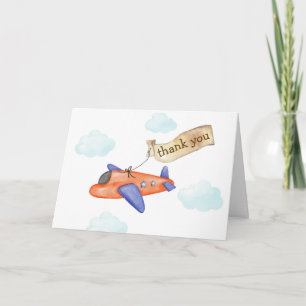 Junge Minimal Aviator Flugzeug Baby Shower Dankeskarte