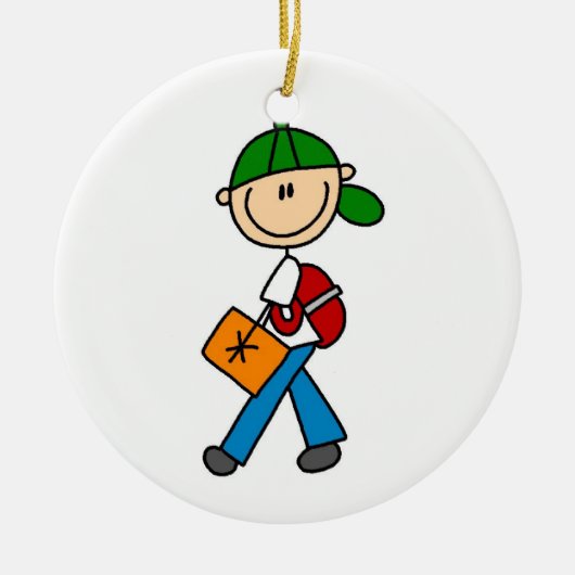 Junge mit Backpack Keramikornament (Vorne)
