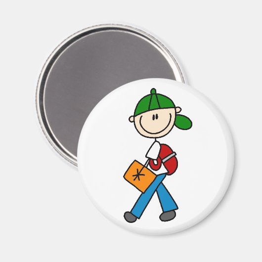 Junge mit Backpack Magnet (Vorderseite/Rückseite)