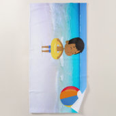 Junge mit Ball Beach Handtuch (Vorderseite)