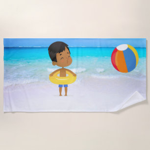 Junge mit Ball Strandtuch