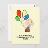 Junge mit Balloons hinzufügen Text Postkarte (Vorne/Hinten)