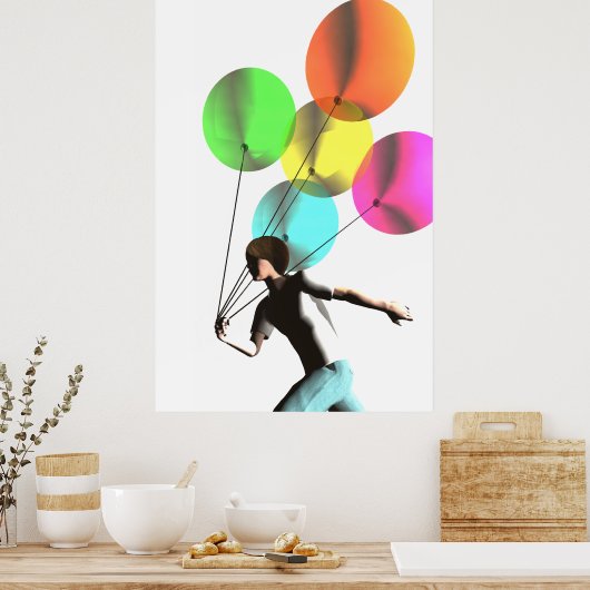 Junge mit Balloons Poster (Küche)