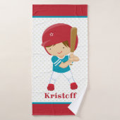 Junge mit Baseball Bat Custom Badetuch für Kinder Badehandtuch (Badehandtuch)