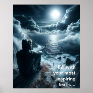 Junge mit Blick auf die Wellen Poster