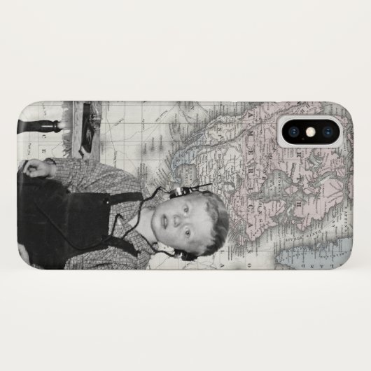 Junge mit Crystal Radio Set Map Case-Mate iPhone Hülle (Rückseite (Horizontal))