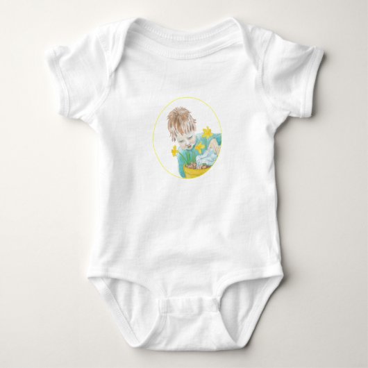 Junge mit Daffodien Baby Strampler (Vorderseite)