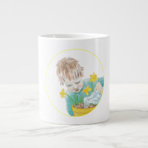 Junge mit Daffodien Jumbo-Tasse