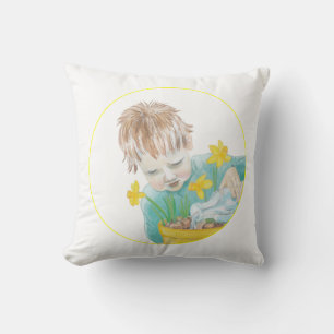 Junge mit Daffodien Kissen