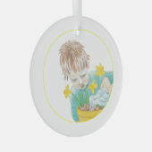 Junge mit Daffodien Ornament Aus Glas (Vorderseite Rechts)