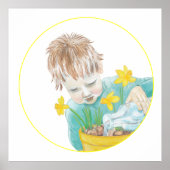 Junge mit Daffodien Poster (Vorne)