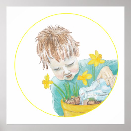 Junge mit Daffodien Poster (Vorne)