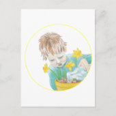 Junge mit Daffodien Postkarte (Vorderseite)