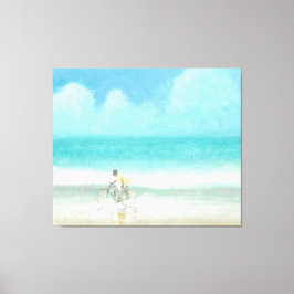 Junge mit dem Fahrrad 3 Leinwanddruck