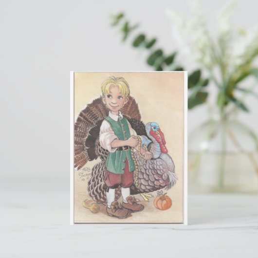 Junge mit der Türkei Postkarte (Stehend Vorderseite)