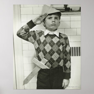 Junge mit einem Holzsäbel Poster