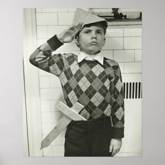 Junge mit einem Holzsäbel Poster (Vorne)