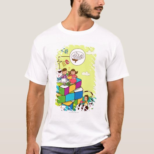 Junge mit einem Mädchen, das auf eines Rubiks T-Shirt (Vorderseite)