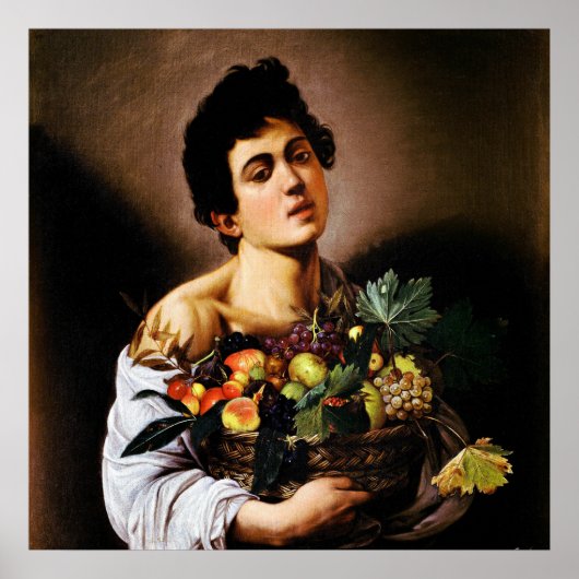 Junge mit einem Obstkorb von Caravaggio Poster (Vorne)