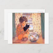 Junge mit einer Schwarzen Katze, Jessie Willcox Sm Postkarte (Vorne/Hinten)