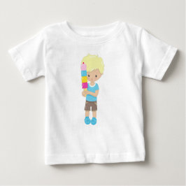 Junge mit Eiscreme, blondes Haar, Eiscreme Baby T-shirt