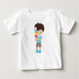 Junge mit Eiscreme, Braunhaar, Eiscreme Baby T-shirt
