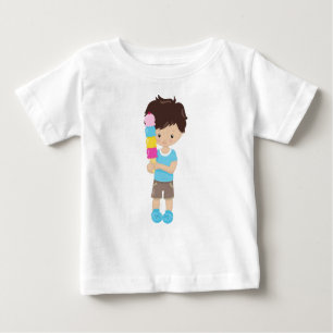 Junge mit Eiscreme, Braunhaar, Eiscreme Baby T-shirt
