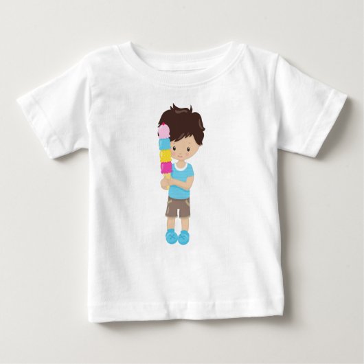 Junge mit Eiscreme, Braunhaar, Eiscreme Baby T-shirt (Vorderseite)