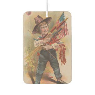 Junge mit Feuerwerk, Amerikanische Flagge, Patriot Autolufterfrischer