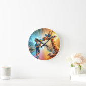 Junge mit Giraffe  Runde Wanduhr (Zuhause)
