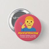 Junge mit hartem Gehör Button (Vorne & Hinten)