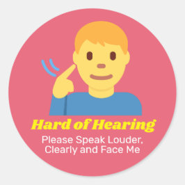 Junge mit hartem Gehör Runder Aufkleber