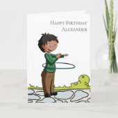 Junge mit Hula Hoop Personalisiert Happy Birthday Karte (Vorderseite)