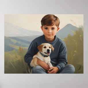 Junge mit Hund Kunst Poster