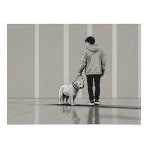 Junge mit Hundekunst Fotodruck